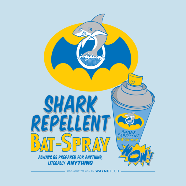 Batman Tee: Shark Repellent Bat-Spray - So Geekin' AwesomeSo Geekin' Awesome